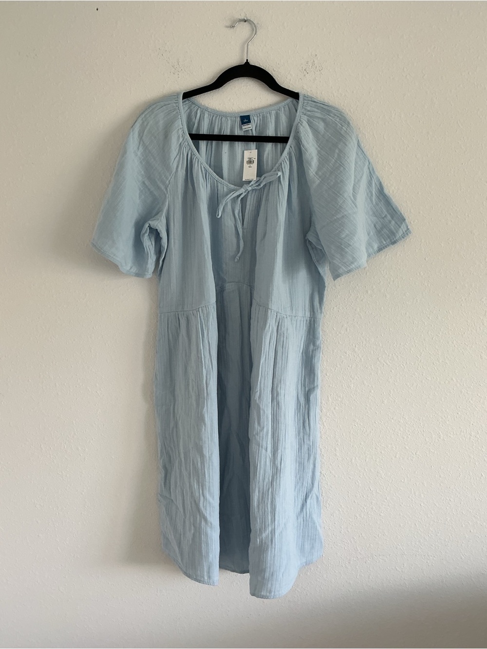 Old Navy Pale Blue Tie-Front Midi Dress